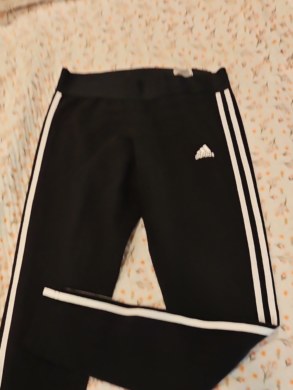 NWT adidas Ladies Black Joggers with White Three-Stripe Detail